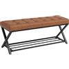 HOMCOM Panca per Scarpe d'Ingresso con Imbottitura in Pelle PU, 112x37x47 cm, Marrone | Aosom Italy