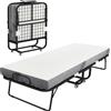 HOMCOM Letto Pieghevole con Materasso, Letto Supplementare Pieghevole e Portatile su Ruote, Telaio in Acciaio, 200x80 cm, Bianco | Aosom Italy