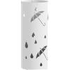 HOMCOM Portaombrelli Cilindrico con Vassoio di Raccolta Rimovibile e 4 Ganci, Ø17x41 cm, Bianco | Aosom Italy