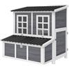 PawHut Pollaio in Legno con Nido a 3 Scomparti, Cassetto Estraibile, Tetto Impermeabile e Porta-rampa, 100x86x100 cm, Grigio | Aosom Italy