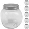 Relaxdays Barattoli per Caramelle, Set 6x480 ml, Trasparente/Argento | Candy Bar, coperchio inox