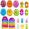 BOOSHMall 24 pezzi Uova di Pasqua Riempite con 24 deliziosi coniglietti, regali di Pasqua per bambini, uova di Pasqua da riempire con coniglietti, caccia alle uova di Pasqua, Adatto per regali di