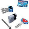 SECUREMME MEZZO CILINDRO SAGOMATO EVO K1 3100-M SECUREMME CROMO SATINATO CHIAVI 2 MM 40 30+10 KA