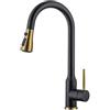 ZPSPZ Miscelatore Cucina con Doccetta Estraibile Acciaio Inossidabile Acqua Fredda e Calda Dual Mode Rotazione a 360° Rubinetti da Cucina-Nero+Oro