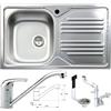 Fhuller Lavello Cucina 1 Vasca Sinistra con Gocciolatoio Destro cm. 86 X 50 Acciaio Inox e Miscelatore