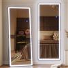 ZKIODV 165x65cm Specchio da terra LED, Specchio da parete Lungo con Luci, Specchio a Figura Intera Sospensione Orizzontale e Verticale, Specchio Moderno per Camera da letto, Soggiorno (Nero)
