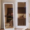 ZKIODV 165x65cm Specchio da terra LED, Specchio da parete Lungo con Luci, Specchio a Figura Intera Sospensione Orizzontale e Verticale, Specchio Moderno per Camera da letto, Soggiorno (Bianco)