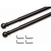 Tex family Coppia Astine Tex per Tende a Vetro Ø7 mm, Ottone Bronzato Satinato, Estensibili/Telescopiche e Tagliabili, Supporto a Vite con 4 Viti a L, Made in Italy - Cm. 30-40