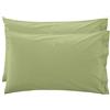 LARA MORADA - Coppia Federe Cuscino Letto, Con GUANCIALE, Tinta Unita, 100% Cotone, Made in Italy, 52X82cm + Pattina Verde Salvia