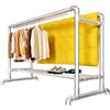 Qcesorib Attaccapanni Robusto con Ganci, Stand Appendiabiti Doppio con Ruote, Portabiti per Carico Pesante con Scarpiera, Portata 200 kg, per Lavanderia, Patio, Terrazza