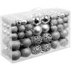 Bricozone Confezione 100 Palline di Natale Infrangibili Con Gancio Palle di Natale Diametro 3/4/6 cm, Addobbi E Decorazioni per Albero di Natale (Argento)
