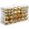 Bricozone Confezione 100 Palline di Natale Infrangibili Con Gancio Palle di Natale Diametro 3/4/6 cm, Addobbi E Decorazioni per Albero di Natale (Oro)