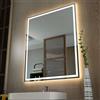 KWW 80 x 100 cm LED Vanity Mirror, Luci Dimmerabili Anti-Nebbia, Facile da Installare, Specchio di Trucco Montato a Parete Orizzontale/Verticale con Smart Touch Button