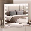 Hamlody Hollywood Specchio da trucco con luce, 80 x 60 cm, 3 temperature di colore, Specchi con Lente d'ingrandimento 10x, Ricarica USB/Type-C,controllo touch e funzione di memoria della luminosità