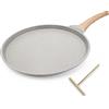 Bobikuke Crepiera 30 cm Antiaderente con Distributore Impasto, Bianco