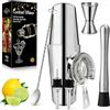 WIYETY Boston - Set di shaker da cocktail da 700 ml e 600 ml, in acciaio inox, 7 pezzi, barista, in metallo, martini shaker per drink, professionale Boston per barba, accessori da bar di alta qualità