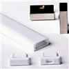AFTERTECH 1x 3metri 1506B 15x6mm PROFILO ALLUMINIO BIANCO PER STRISCE STRIP LED BARRA RIGIDA 3MT + COPERTURA (1x 3metri 1506bianco milk)