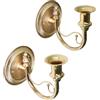 Fiocias 2 Pezzi Applique Da Parete Porta Candele Metallo Candelabro Bastoncini Rustici Francese Retro Opera D'Arte Adatto per Decorazione Corridoio Soggiorno, Oro