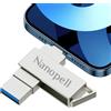 Nanopell Chiavetta USB per lPhone, Nanopell 256GB Memoria Esterna lphone Salva più Foto e Video. Chiavetta USB per i0S/Android/PC, Con Adattatore Tipo C Separato. Dispositivi i0S Bisogno di Scaricare APP.