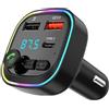 Kerwce Wncii Trasmettitore FM Bluetooth 5.3 per Auto, Adattatore Audio Radio, QC3.0 Wireless Kit MP3, 2 porte USB e 1 Type-c, Chiamata Vivavoce, Supporta USB/TF/micro SD