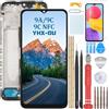 YHX-OU 6.53'' Nero+Telaio Display per Xiaomi Redmi 9A Redmi 9C Redmi 9C NFC Schermo LCD Completo Touch Assemblaggio di Ricambio con Strumento di Installazione + Redmi 9A Redmi 9C Vetro Temperato