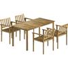Set Da Pranzo Da Giardino 5 Pezzi, Tavolo E Sedie Per 4 Persone, Teak
