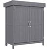 Armadio Da Giardino A 2 Ripiani In Legno Di Abete Con Tetto Apribile, 74x43x88 Cm, Grigio Scuro