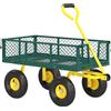 Carrello Da Giardino In Acciaio Con Capacità 200 Kg E Pareti Laterali Rimovibili, 104x54x51 Cm, Verde E Giallo