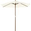 Ombrellone Da Giardino 2.5x2.3 M A 6 Stecche, In Legno E Poliestere, Bianco Crema