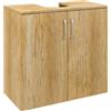 Mobiletto Bagno Sottolavabo Sospeso A 2 Ante Con 2 Ripiani In Legno, Colore Naturale