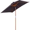 Ombrellone Da Giardino Inclinabile 2x1.5 M Con 6 Stecche E Palo In Legno Di Abete, Grigio Scuro