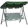 Dondolo Da Giardino 3 Posti In Acciaio E Teslin Con Tetto Parasole, 172x110x153 Cm, Bianco E Verde