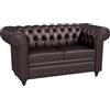 Divano 2 Posti Stile Chesterfield Con Cuscino Rimovibile, In Ecopelle, Legno E Metallo, 160x84x80 Cm, Marrone