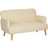 Divano 2 Posti Moderno Effetto Velluto Con Imbottitura Spessa, 140x74x79cm, Bianco Crema