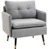 Poltrona Moderna In Tessuto Con Seduta Imbottita E Gambe In Acciaio, 72x70x80 Cm, Grigio