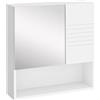 Armadietto Specchiera Bagno, Specchio Bagno Contenitore Con Fissaggio A Muro, 54x15x55cm, Bianco