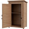 Armadio Da Giardino In Legno Con Ripiano Regolabile E Catenaccio, 75x56x117cm, Marrone