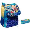 PRESTIGE & DELUXE Zaino Scuola Elementare Ninna e Matti estensibile Giallo + Astuccio zip + omaggio 7 penne cancellabili + portachiave fischietto