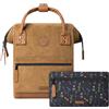Cabaïa - Zaino Adventurer Dubai - Mini 10L - Idrorepellente - scomparto per PC fino a 10,5″ - 2 tasche intercambiabili - Vegan certificato - Zaino da viaggio, lavoro e scuola - Marrone