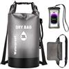 PLCatis Dry Bag 20L Sacca Impermeabile con Marsupio e Custodia per Telefono Sacca Stagna Borsa Impermeabile per Barche Kayak SUP Sport Acquatici e Camping - Nero