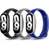 Monuary 3 Pezzi Cinturino Compatibili con Xiaomi Smart Band 10/9/8, Bracciale di Sportivi Colorati, con Raccordi Metallici, Morbidi e Traspiranti, Sgancio Rapido