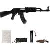 Generico AK 47 softair elettrico stile legno, POTENZA 0,9 JOULE, raffica/singolo/sicura, caricatore 50 colpi, batteria Ni‑MH 7,2V + caricabatterie inclusi, 870mm 830g, 1000 pallini inclusi (Nero)