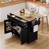 A ALFRESCOOL Isola della cucina con ruote, sala da pranzo allungabile, armadio da cucina con pattumiera e cassetti, carrello da pranzo mobile, ideale per cucina e sala da pranzo (nero)