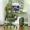 WoRaum Sedia da Gaming, Sedia Ufficio Ergonomica e Traspirante in Microfibra Peluche, Sedia Computer con Regolazione Altezza Schienale, Supporto Lombare e Braccioli (Verde)