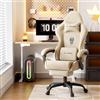 WoRaum Sedia da Gaming, Sedia da Ufficio Girevole con Supporto Lombare e Testa Regolabile, Braccioli e Poggiapiedi, Rivestimento in Tessuto Traspirante per PC Racing (Bianco)