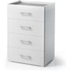 Terraneo mobile 4 cassetti bianco con piano cemento e vassoio contenitore - Pratico, capiente e dal design moderno, dimensioni compatte 60x41x87 cm
