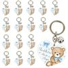 Regalami.Shop Set 16 Portachiavi Orsetti per Battesimo, Nascita, Compleanni, Baby Shower (16 celesti)
