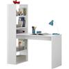Habitdesign Abitti Tavolo da PC o scrivania con libreria Reversibile in Bianco Alpi, 144 x 120 x 52 cm