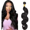 Shoaiye Human Hair Bundles Body Wave Capelli Veri Tessitura Unprocessed Remy Machine Weave Extensions Double Weft Color #1B Natural Black 26 Inch