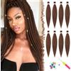 FESHFEN Extension per Treccine Africane, Lunga Extensione per Capelli con Treccia Sintetica Braiding Hair Extensions Crochet Trecce Torsione per Donne 8 PCS 65 cm, Castano Chiaro